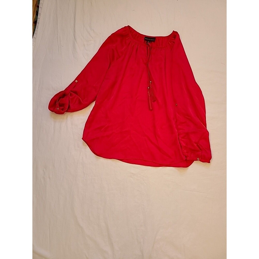 Dana Buchman Women's Long Sleeve Pink Tasseled Shirt Top Blouse Size Xl